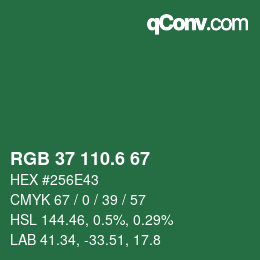 カラーコード: RGB 37 110.6 67 | qconv.com