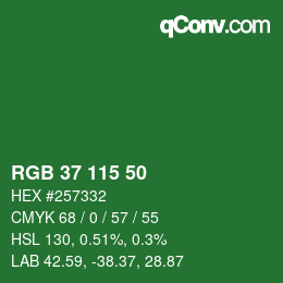 カラーコード: RGB 37 115 50 | qconv.com