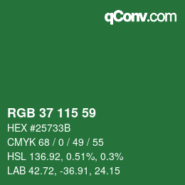 カラーコード: RGB 37 115 59 | qconv.com