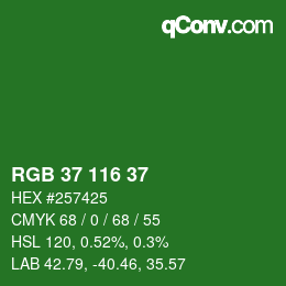 カラーコード: RGB 37 116 37 | qconv.com