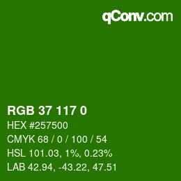 Farbcode: RGB 37 117 0 | qconv.com