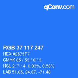 Color code: RGB 37 117 247 | qconv.com