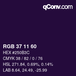 Farbcode: RGB 37 11 60 | qconv.com