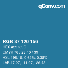 カラーコード: RGB 37 120 156 | qconv.com