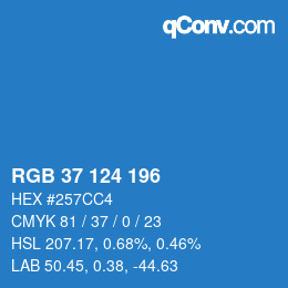 Color code: RGB 37 124 196 | qconv.com