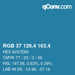 カラーコード: RGB 37 126.4 163.4 | qconv.com