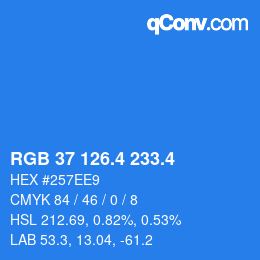カラーコード: RGB 37 126.4 233.4 | qconv.com