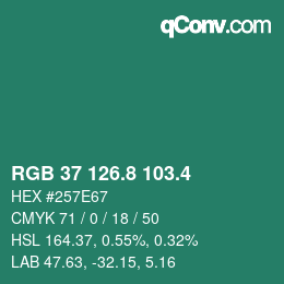 カラーコード: RGB 37 126.8 103.4 | qconv.com