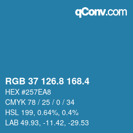 カラーコード: RGB 37 126.8 168.4 | qconv.com