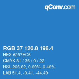 カラーコード: RGB 37 126.8 198.4 | qconv.com