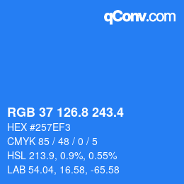 カラーコード: RGB 37 126.8 243.4 | qconv.com