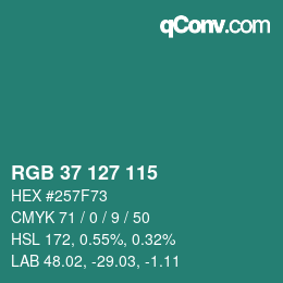 颜色代码: RGB 37 127 115 | qconv.com