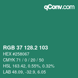 カラーコード: RGB 37 128.2 103 | qconv.com