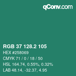 カラーコード: RGB 37 128.2 105 | qconv.com