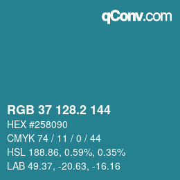カラーコード: RGB 37 128.2 144 | qconv.com