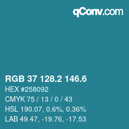 カラーコード: RGB 37 128.2 146.6 | qconv.com