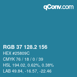 カラーコード: RGB 37 128.2 156 | qconv.com