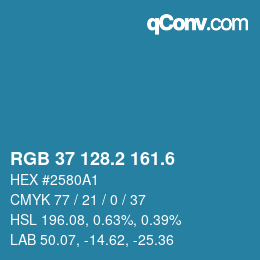 カラーコード: RGB 37 128.2 161.6 | qconv.com