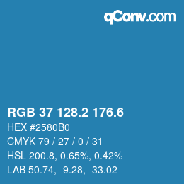 カラーコード: RGB 37 128.2 176.6 | qconv.com
