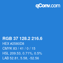 カラーコード: RGB 37 128.2 216.6 | qconv.com