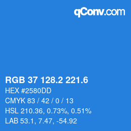カラーコード: RGB 37 128.2 221.6 | qconv.com