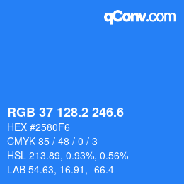 カラーコード: RGB 37 128.2 246.6 | qconv.com