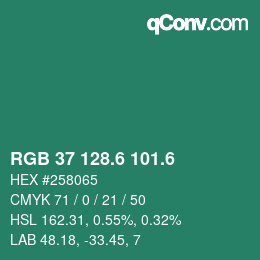 カラーコード: RGB 37 128.6 101.6 | qconv.com