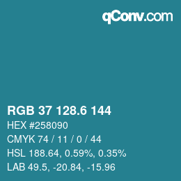 カラーコード: RGB 37 128.6 144 | qconv.com