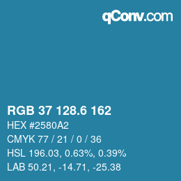 カラーコード: RGB 37 128.6 162 | qconv.com
