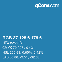 カラーコード: RGB 37 128.6 176.6 | qconv.com