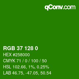 Color code: RGB 37 128 0 | qconv.com