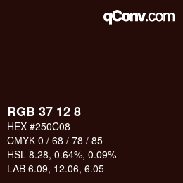 Color code: RGB 37 12 8 | qconv.com