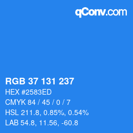 Color code: RGB 37 131 237 | qconv.com