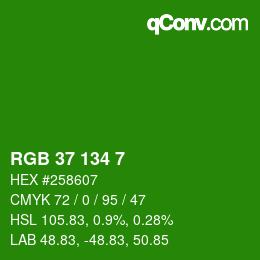 Color code: RGB 37 134 7 | qconv.com