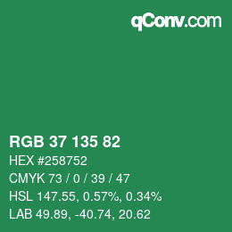 カラーコード: RGB 37 135 82 | qconv.com