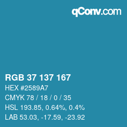 Color code: RGB 37 137 167 | qconv.com