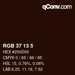 Color code: RGB 37 13 5 | qconv.com