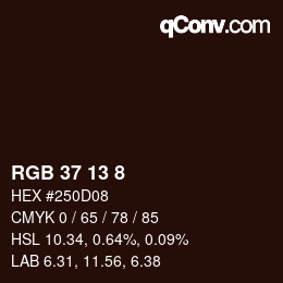 Color code: RGB 37 13 8 | qconv.com