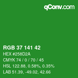 Color code: RGB 37 141 42 | qconv.com