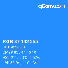 Color code: RGB 37 142 255 | qconv.com