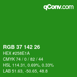 Color code: RGB 37 142 26 | qconv.com