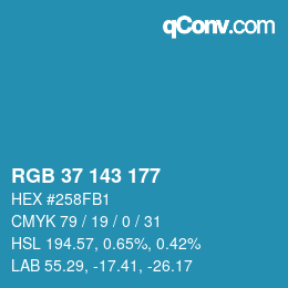 颜色代码: RGB 37 143 177 | qconv.com