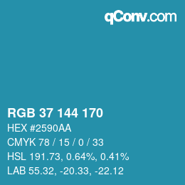 Color code: RGB 37 144 170 | qconv.com
