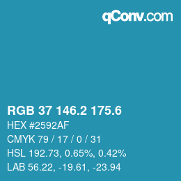 カラーコード: RGB 37 146.2 175.6 | qconv.com