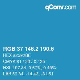 カラーコード: RGB 37 146.2 190.6 | qconv.com