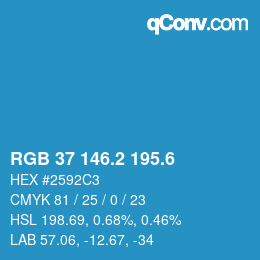 カラーコード: RGB 37 146.2 195.6 | qconv.com