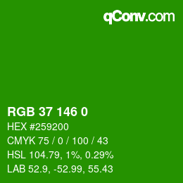 Color code: RGB 37 146 0 | qconv.com