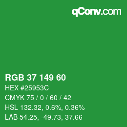 カラーコード: RGB 37 149 60 | qconv.com