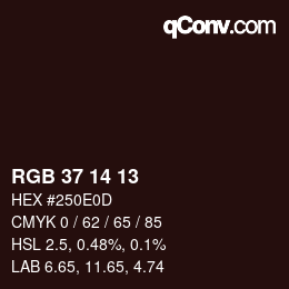 カラーコード: RGB 37 14 13 | qconv.com