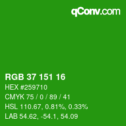 Color code: RGB 37 151 16 | qconv.com